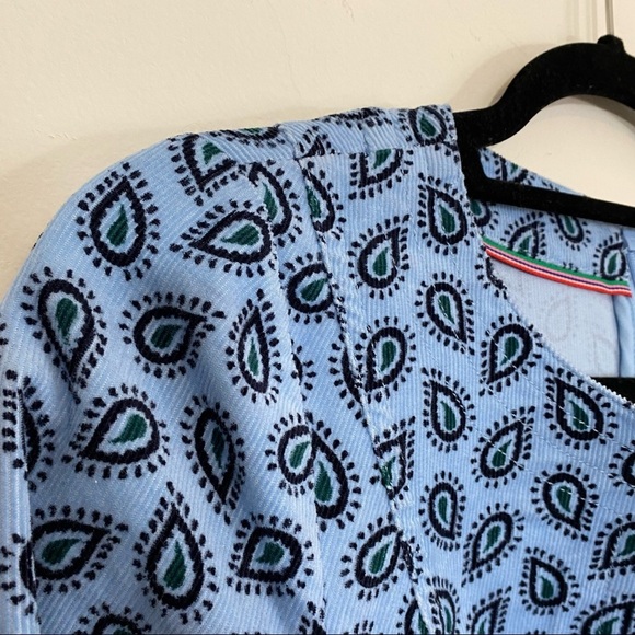 Boden Caroline Cord Dress Paisley Corduroy Frosted Blue Long Sleeve Regular US 4 - Picture 4 of 10